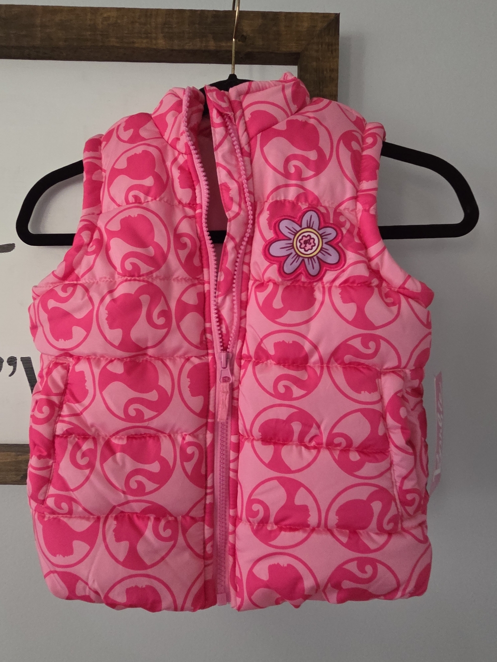 Barbie Pink Floral Puffer Vest NWT  Kids size 4/5